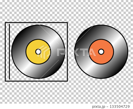 Simple CD, disc, and record icon material - cartoon illustration 133504729