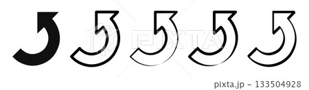 Simple icon with a curved black arrows pointing up in varying thickness showing movement direction and progress. Vector illustration designed for interface use, navigation and concept of growth. 133504928