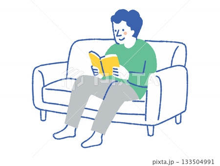 リラックスして本を読む男性_色 リラックスして本を読む男性_色 133504991
