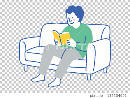 一位神態放鬆的男士正在閱讀_彩色 一位神態放鬆的男士正在閱讀_彩色 133504991