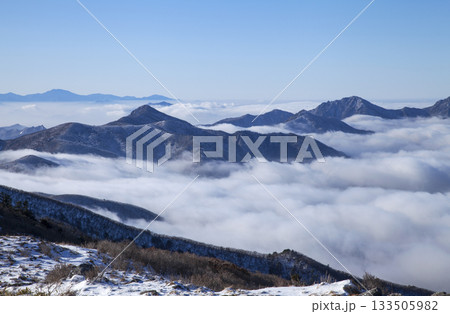 Deogyusan national park covered in clouds. Muju-gun, South Korea. Deogyusan national park covered in clouds. Muju-gun, South Korea. 133505982