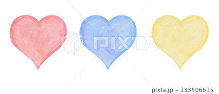 水彩風のハート（3色セット） 133506615
