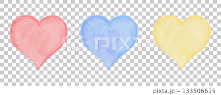 水彩風のハート（3色セット） 133506615