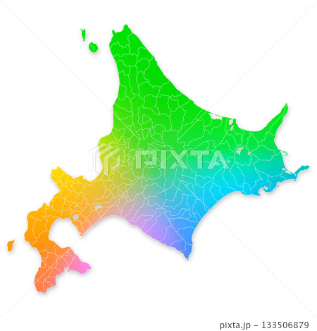 北海道と市町村地図 133506879