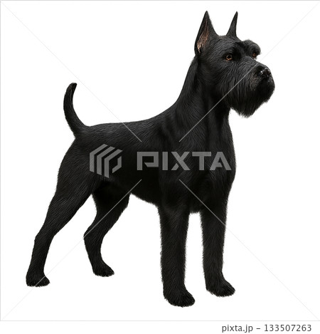 リアルなジャイアント・シュナウザーの立ち姿（背景透過） 133507263
