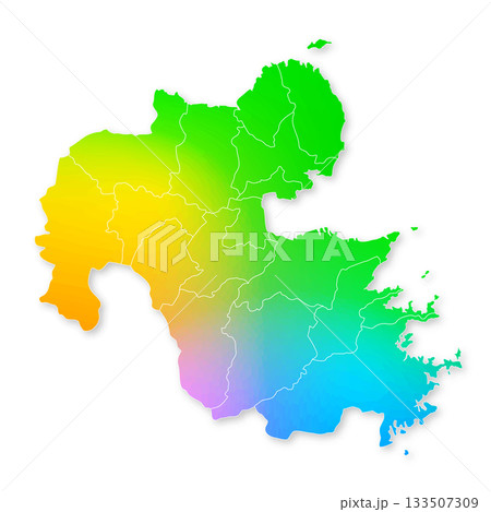 大分県と市町村地図 大分県と市町村地図 133507309