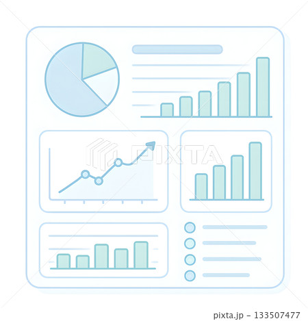 データ分析ダッシュボード・柔らかいブルー データ分析ダッシュボード・柔らかいブルー 133507477
