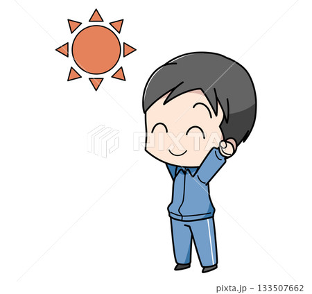 外で太陽の光を浴びる男性のイラスト 外で太陽の光を浴びる男性のイラスト 133507662