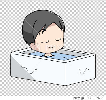 Illustration of a man taking a bath Illustration of a man taking a bath 133507663