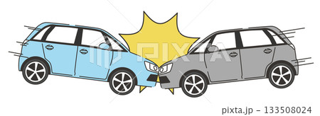 車同士の衝突事故のイラスト（横向き） 133508024