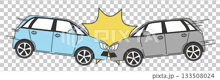 車同士の衝突事故のイラスト（横向き） 133508024