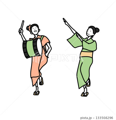 イラスト素材: 盛岡さんさ踊りの踊り手イラスト 133508296