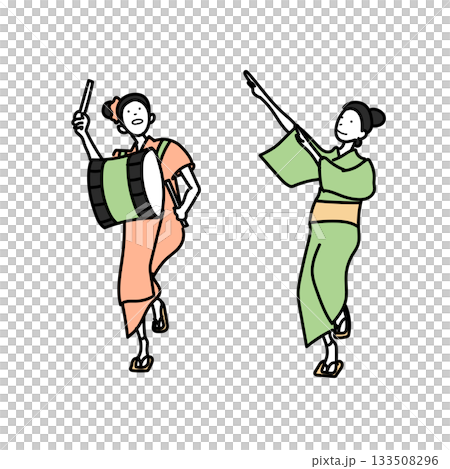 イラスト素材: 盛岡さんさ踊りの踊り手イラスト 133508296