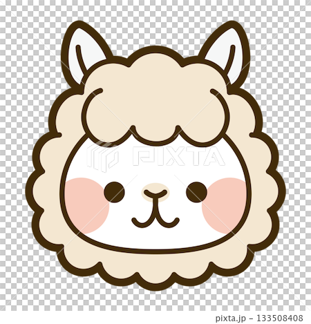 かわいいアルパカの顔アイコン 133508408