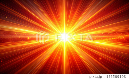 黄金の光が広がる爆発エフェクト背景・輝くエネルギーと光線の抽象表現 黄金の光が広がる爆発エフェクト背景・輝くエネルギーと光線の抽象表現 133509198
