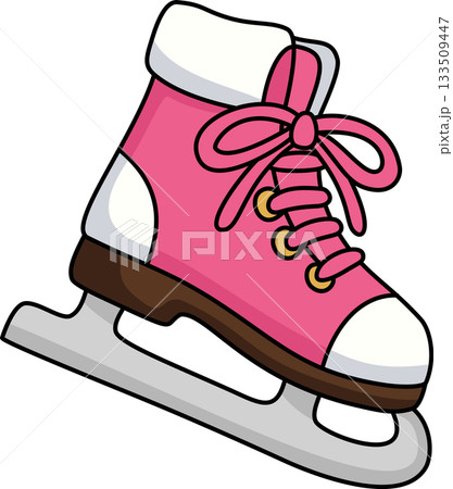 Cute Pink Ice Skate Cartoon Winter Sport Accessory 133509447