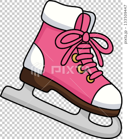 Cute Pink Ice Skate Cartoon Winter Sport Accessory 133509447