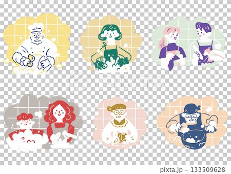 食後の後片付けも大事な家事 食器洗いを楽しむ多世代の人々 クッキングを楽しむ人々シリーズ 食後の後片付けも大事な家事 食器洗いを楽しむ多世代の人々 クッキングを楽しむ人々シリーズ 133509628