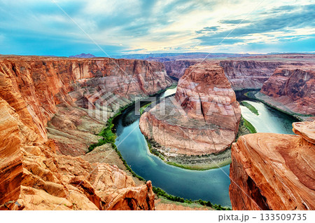 Striking Blue and Orange Contrast at Horseshoe Bend Sunrise 133509735