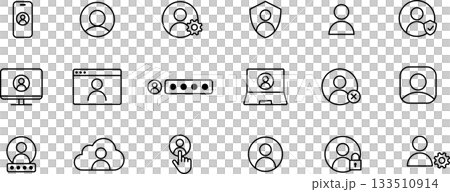 Editable line icon set for users and user accounts 133510914