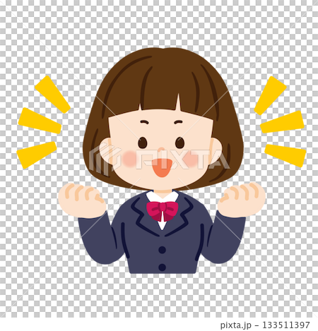 Female student making a fist pump Bust up Female student making a fist pump Bust up 133511397