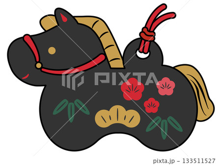 干支飾りの黒い午(うま)_主線あり 干支飾りの黒い午(うま)_主線あり 133511527