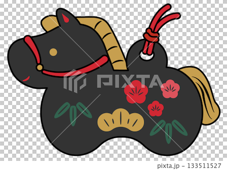 干支飾りの黒い午(うま)_主線あり 干支飾りの黒い午(うま)_主線あり 133511527