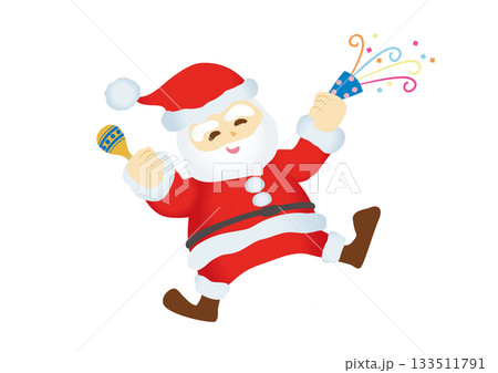 サンタクロースがはしゃいでるイラスト素材 133511791