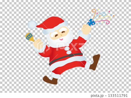 サンタクロースがはしゃいでるイラスト素材 133511791