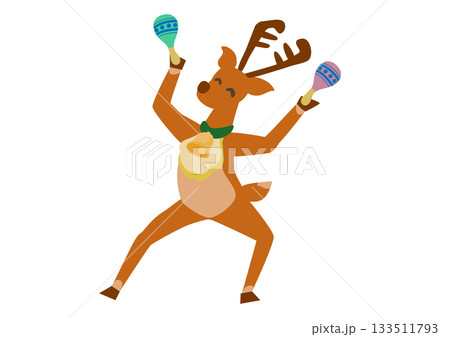 クリスマスのはしゃいでるトナカイのイラスト素材 クリスマスのはしゃいでるトナカイのイラスト素材 133511793