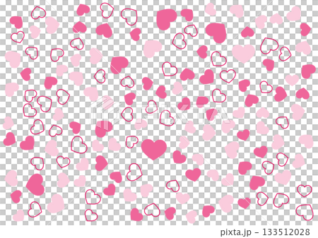 心形圖案背景，3 種顏色的紅色、邊框和純色心形 133512028