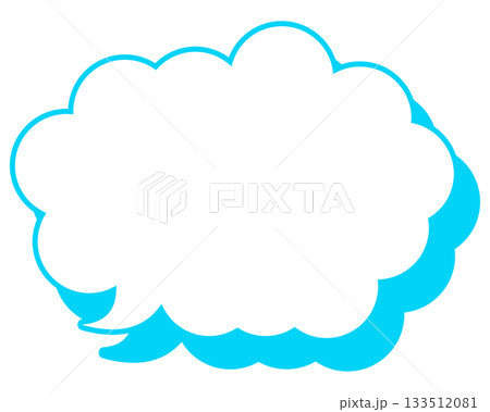 シンプルなカラー線の吹き出し　丸みのある雲形 133512081