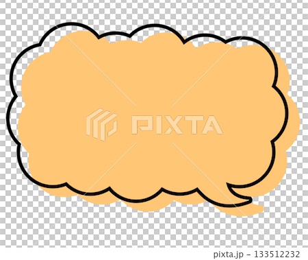 A simple speech bubble with misaligned lines, a long, thin cloud shape 133512232