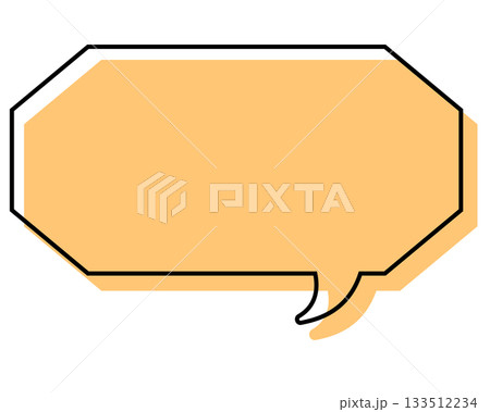 シンプルな線がずれた吹き出し　細長い八角形 133512234