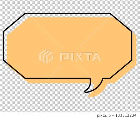 シンプルな線がずれた吹き出し　細長い八角形 133512234