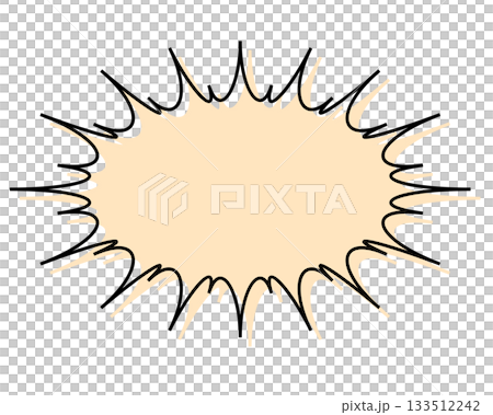 A simple, misaligned speech bubble with a long, jagged shape 133512242