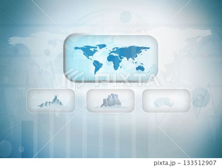 Screen with blue world map Screen with blue world map 133512907