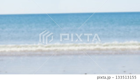 Scenic view of beach against clear sky 133513155