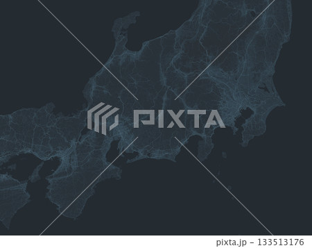 日本の三大都市を中心とした、デジタルネットワーク風イラスト 日本の三大都市を中心とした、デジタルネットワーク風イラスト 133513176