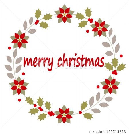 メリークリスマス merry christmas クリスマスリース 白背景 メリークリスマス merry christmas クリスマスリース 白背景 133513238