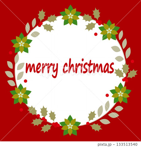 メリークリスマス merry christmas クリスマスリース ポインセチア 柊 メリークリスマス merry christmas クリスマスリース ポインセチア 柊 133513540