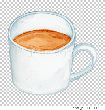 白色馬克杯中手繪水彩可可 133513736