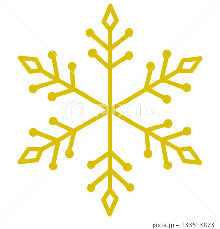黄色のシンプルな雪の結晶の可愛いイラスト 133513873