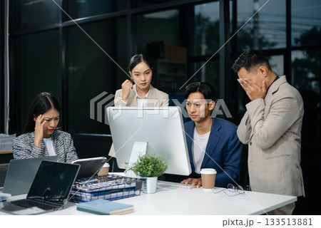 Group of Asian business meeting in planning design in creative business discussing work Group of Asian business meeting in planning design in creative business discussing work 133513881