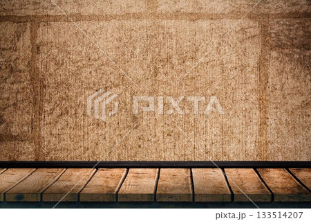 Hardwood floor against textured wall Hardwood floor against textured wall 133514207