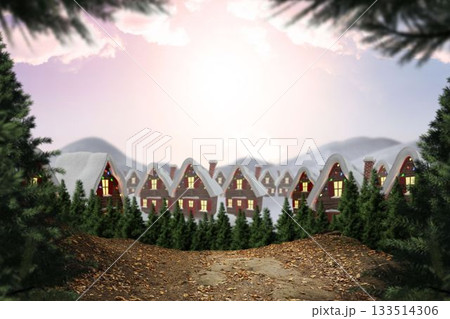 Digitally generated Cute village in the snow Digitally generated Cute village in the snow 133514306