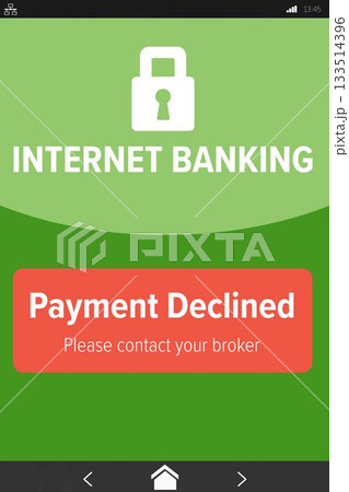 Internet banking text on green mobile display 133514396