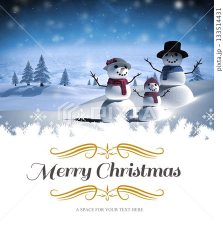 snowman family Christmas card snowman family Christmas card 133514431