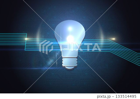 Shiny light bulb on black background 133514495