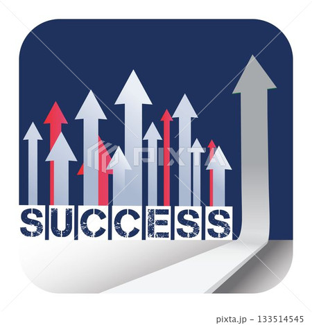 Square image of success text and upward red and grey arrows on blue background, with copy space Square image of success text and upward red and grey arrows on blue background, with copy space 133514545